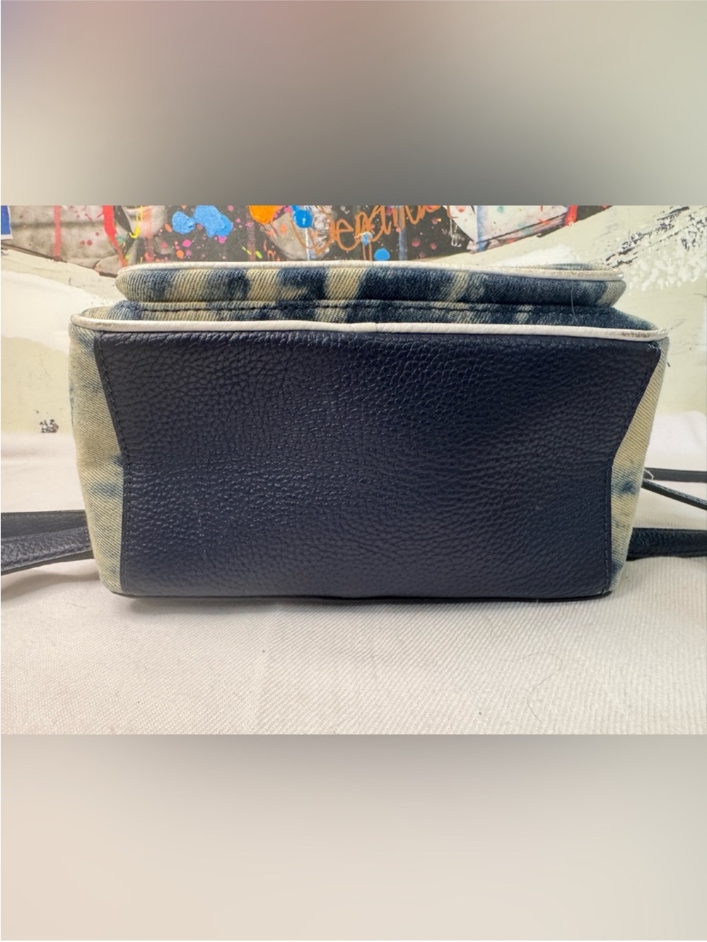 kate spade Navy and White Tie-Dye Denim Mini Backpack - Picture 10 of 16